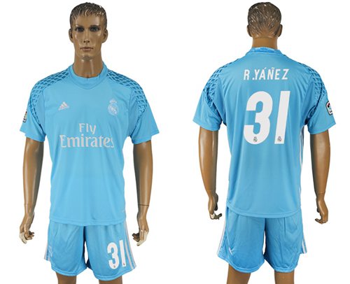 Real Madrid #31 R.Yanez Sky Blue Goalkeeper Soccer Club Jersey